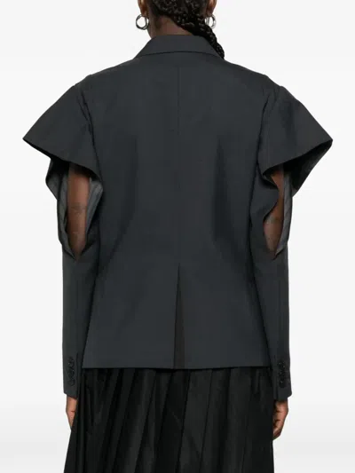 Sacai Double-breasted Blazer In Black