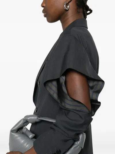 Sacai Double-breasted Blazer In Black