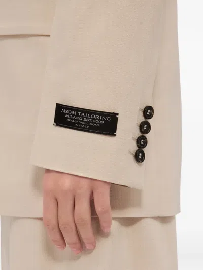 Msgm Double-breasted Blazer In Neutral