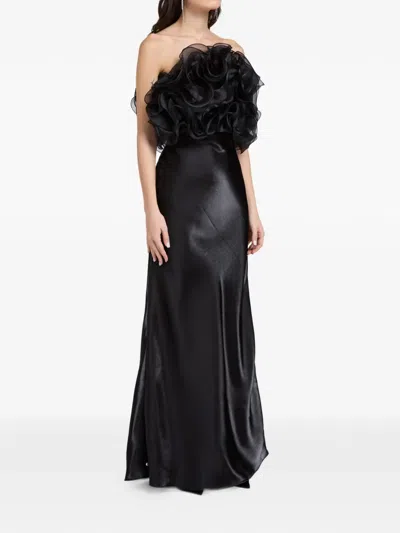 L'idée Cou Cou Ruffled Strapless Top In Black