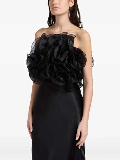 L'idée Cou Cou Ruffled Strapless Top In Black