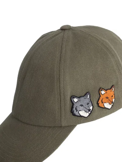 Maison Kitsuné Fox-patch Baseball Cap In Green