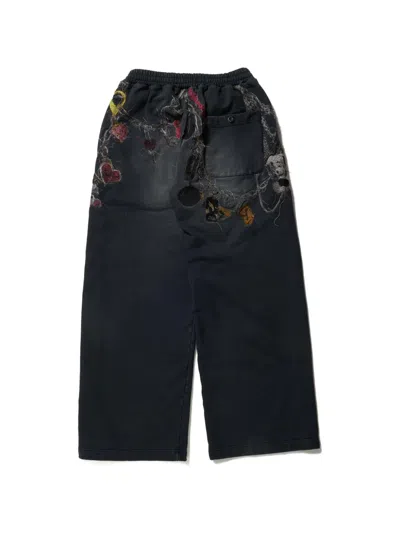 Doublet Printed Drawstring Trousers In Black