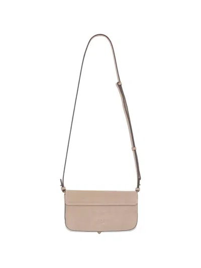 Pinko Medium Saddle Flat Shoulder Bag In Neutral