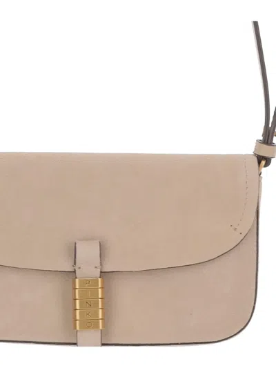 Pinko Medium Saddle Flat Shoulder Bag In Neutral