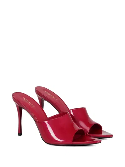 Potamy Pointed Leather Mules In Red