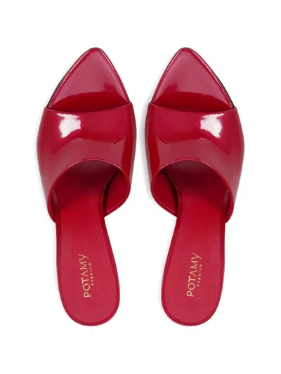 Potamy Pointed Leather Mules In Red