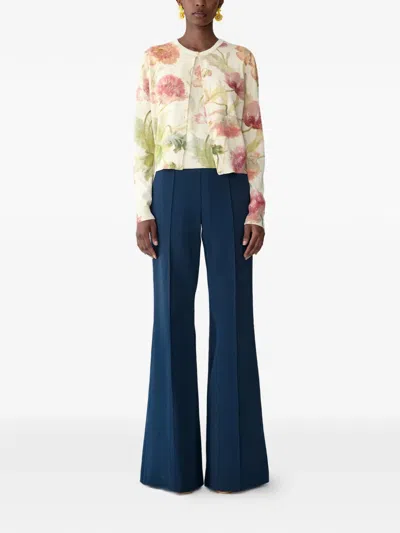 Carolina Herrera Floral Print Cardigan Sweaters And Cardigans White In Multi