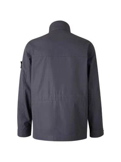Stone Island Buttoned Flap-pocket Jacket In Blue