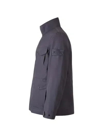 Stone Island Buttoned Flap-pocket Jacket In Blue