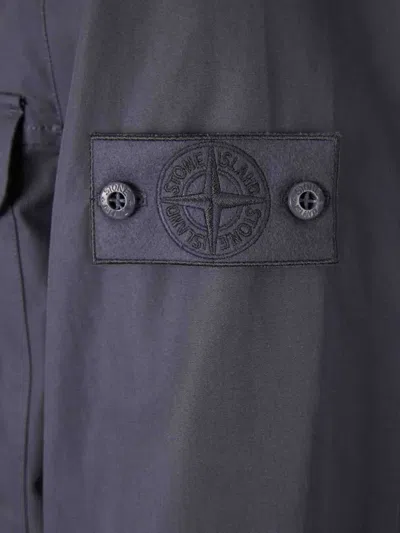 Stone Island Buttoned Flap-pocket Jacket In Blue