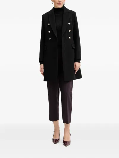 Morgan Buttoned Coat In Black