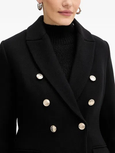Morgan Buttoned Coat In Black