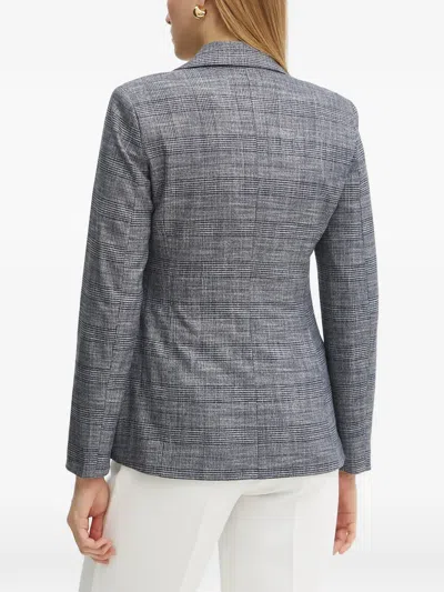 Morgan Double-breasted Check Blazer In Blue