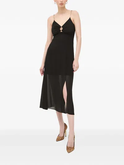 Morgan Chain-strap Split Midi Dress In Black