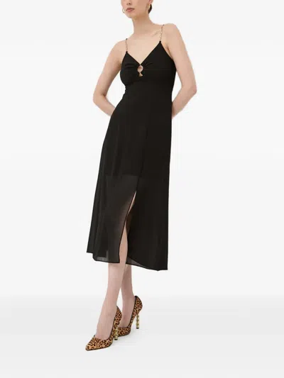Morgan Chain-strap Split Midi Dress In Black