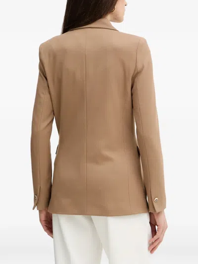 Morgan Button Double-breasted Blazer In Brown
