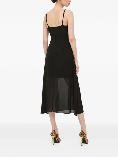Morgan Chain-strap Split Midi Dress In Black