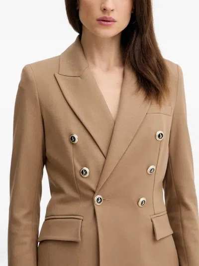 Morgan Button Double-breasted Blazer In Brown