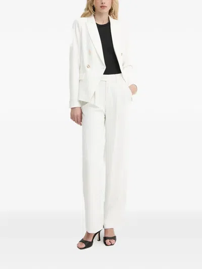Morgan Double-breasted Button Blazer In Neutral