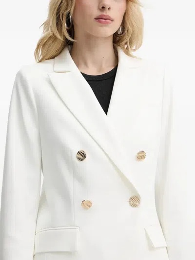 Morgan Double-breasted Button Blazer In Neutral