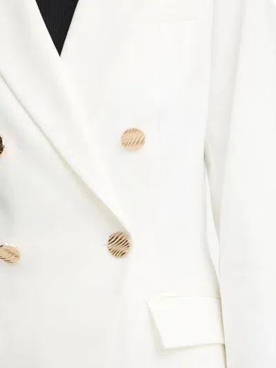 Morgan Double-breasted Button Blazer In Neutral