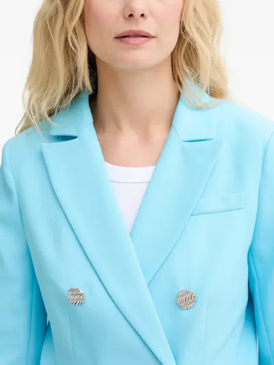Morgan Double-breasted Button Blazer In Blue
