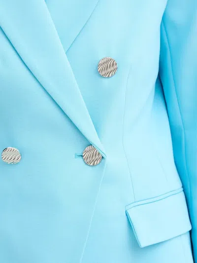 Morgan Double-breasted Button Blazer In Blue