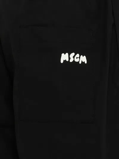 Msgm Drawstring Track Pants In Black