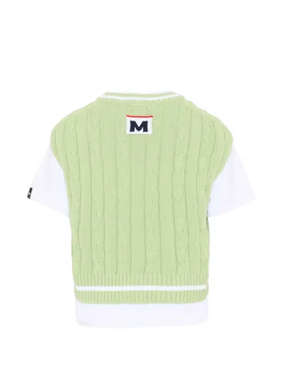 Msgm Crew-neck Cable-knit T-shirt In Green