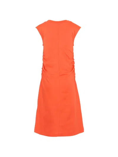 Msgm Ruched Dress In Orange