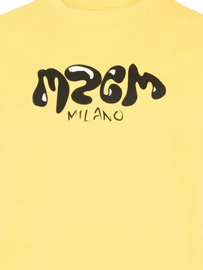 Msgm Short-sleeve Logo-detail T-shirt In Gray