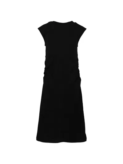 Msgm Logo-detail Ruched Dress In Black