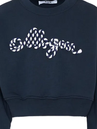Msgm Chest-logo Sweatshirt In Blue