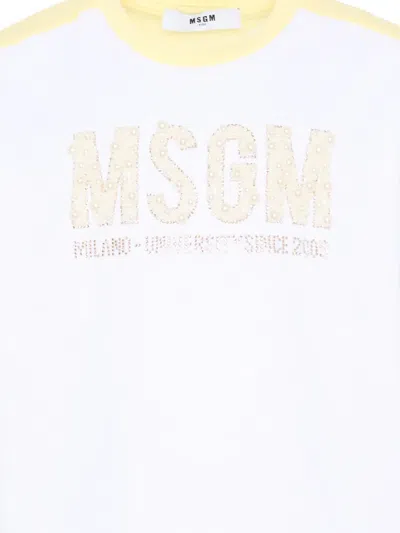 Msgm Logo-appliqué T-shirt In Multi