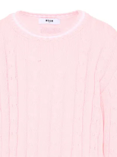 Msgm Cable-knit Sweater In Brown