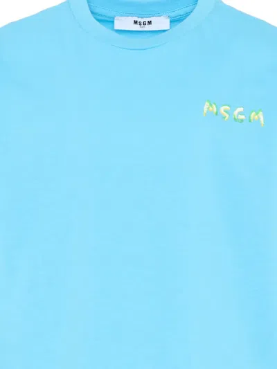Msgm Short-sleeve T-shirt In Metallic