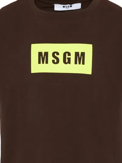 Msgm Box-logo T-shirt In Gray