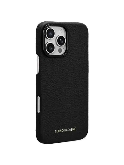Maison De Sabre Leather Iphone 16 Pro Max Phone Case In Black