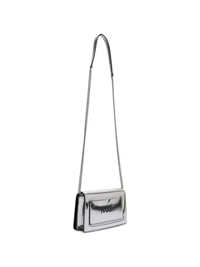 Off-white Chain-strap Clutch Bag In Silver