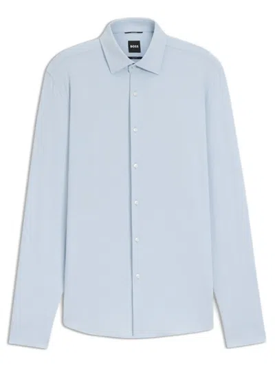 Hugo Boss Slim-fit Shirt In Structured Performance-stretch Jersey In Multi