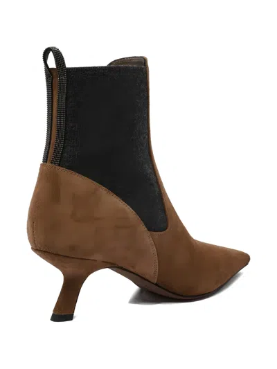 Brunello Cucinelli Pull-tab Suede Boots In Multi
