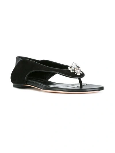 Shop Alexander Mcqueen King And Queen Skull Sandals - Black