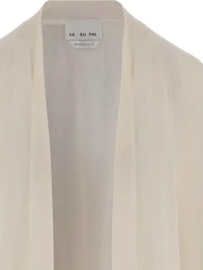 Sa Su Phi Open-front Long-sleeve Coat In Neutral