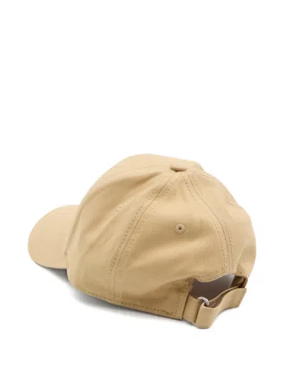 Moncler Beige Baseball Cap With Embroidered Logo In Neutral