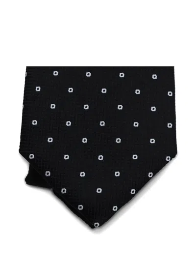 Canali Polka-dot Pattern Tie In Black