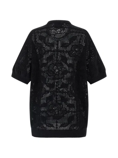 Nude Cotton Sweater Crew Neck Lace Pattern In Animal Print
