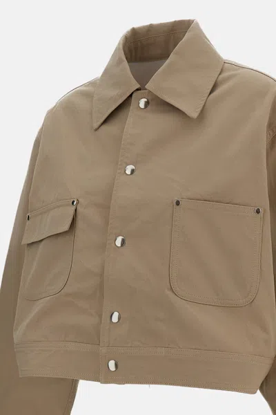 Plan C Blend Cotton Jacket In Brown