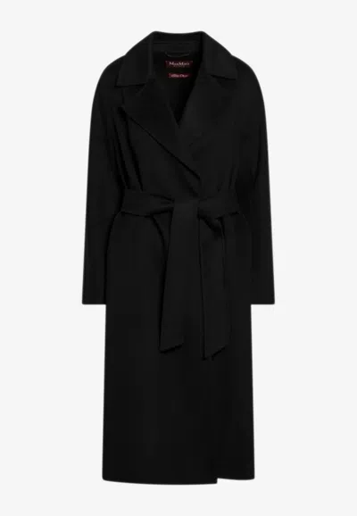 Max Mara Studio Black Coat With Belt In Black