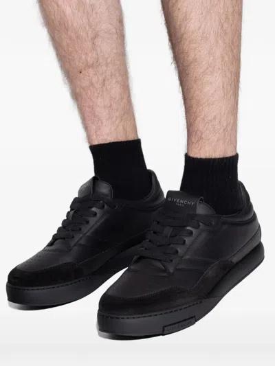 Givenchy Black Calf Leather Bos Taurus Low Top Sneakers In Multi